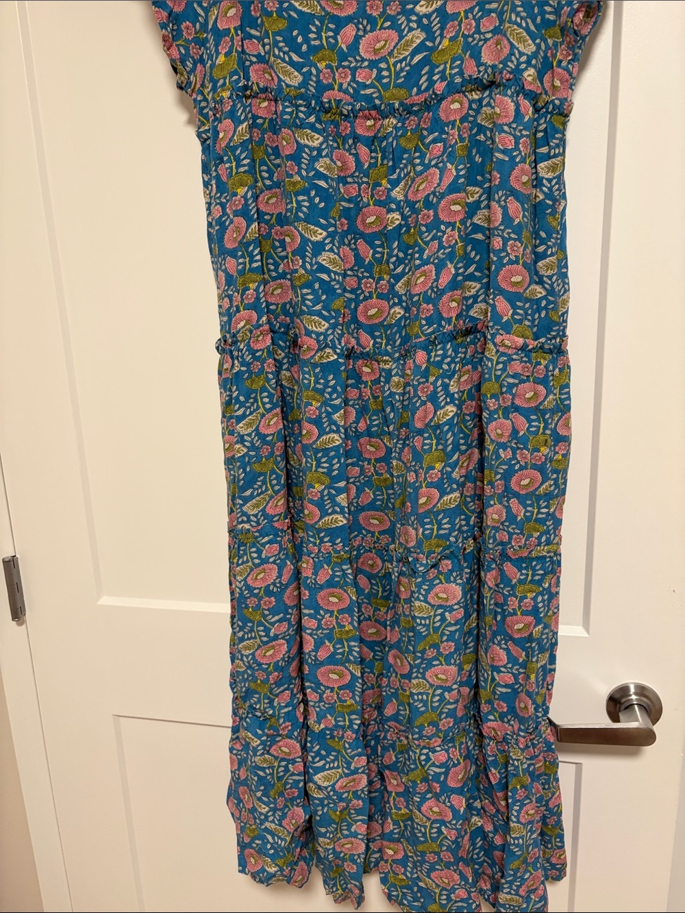NATURAL LIFE Blue Floral Tiered Dress with Pink Blooms - Picture 6 of 8